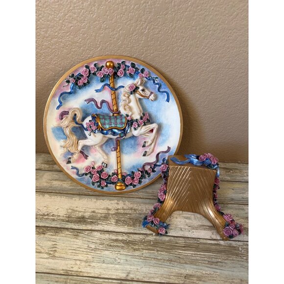 San Francisco Music Box Co Horse Carousel Plate Music Box w/Stand NEW Rare/HTF - Picture 15 of 17